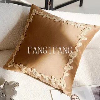 45x45 ซม.สีน้ําตาล Vintage Nordic โยนหมอนครีมหรูหราโซฟาเบาะเอวตกแต่งปลอกหมอน