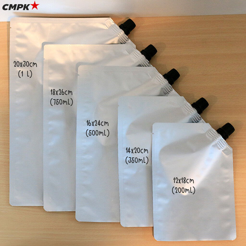 (50ใบ) ถุงอลูมิเนียม ฝาเกลียว ถุงใส่น้ำ กาแฟ Coldbrew ชา ทึบแสงเก็บความเย็น ตั้งไม่ได้