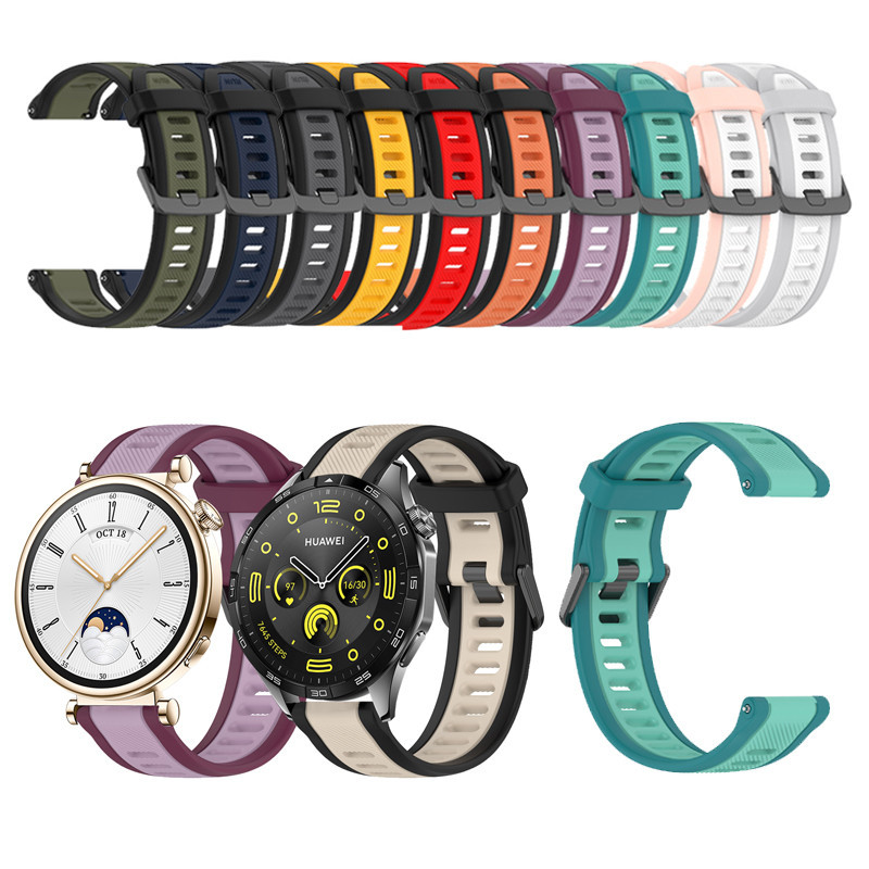 18 มม.20 มม.22 มม.สายคล้องคอกีฬาคู่สีซิลิโคนสร้อยข้อมือสําหรับ Huawei Watch GT 7 6 5 4 3 2 GT2Pro GT2E GT3Pro GT6Pro GT7Pro