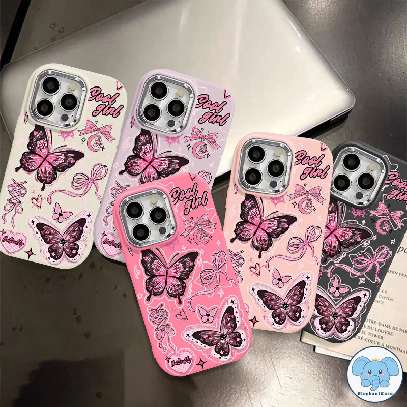 น่ารักดวงจันทร์ส่องประกายรักหัวใจดวงดาวโบว์บัตเตอร์ฟลาย iPhone 11 15 13 XR 14 12 Pro Max X SE XS Max 14 15 7 8 Plus