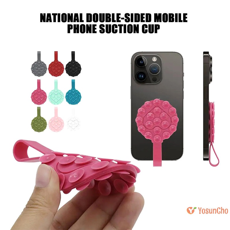 Yosunchoker] ถ้วยดูด Wall Stand Mat al ซิลิโคนสแควร์โทรศัพท์เคสสองด้าน Anti-Slip Holder Mount Sucker Pad ใหม่
