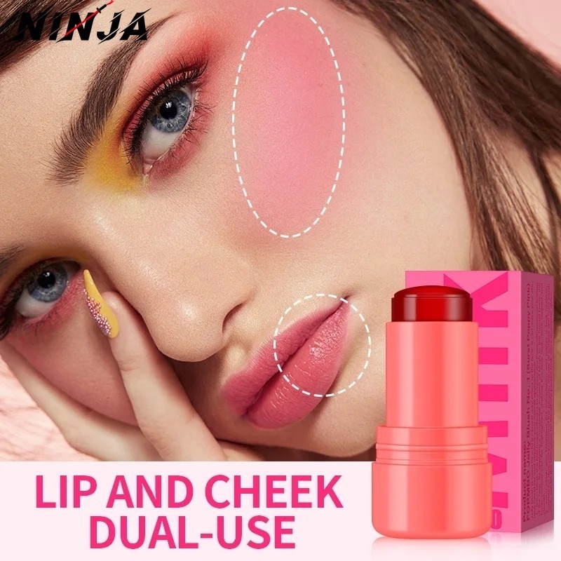 3-in-1 Milk Jelly Cheek Blush Tint - Nourishing Blusher Stick - Lasting, Moisturize, Stackable - for Eye Cheek Makeup - Jelly Blush Lipstick - Matte Rouge Contour Cosmetic