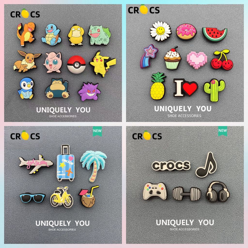 Jibbitz Crocs Charms รองเท้าหัวเข็มขัด DIY ตกแต่งหัวเข็มขัดแฟชั่นรองเท้าตกแต่งการ์ตูนรองเท้าเกมดอกไม้