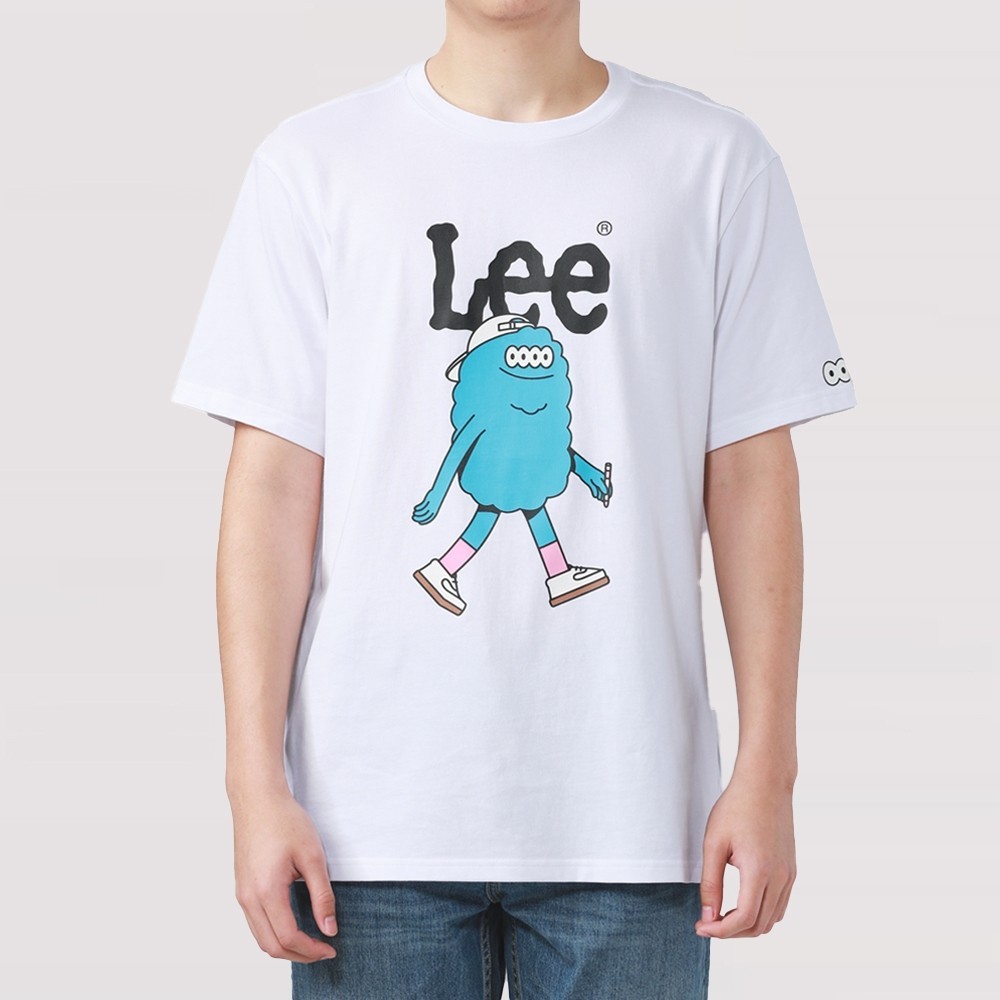 LEE เสื้อยืดแขนสั้นผู้ชาย คอลเลคชั่น ผ้าคุณภาพสูง Lee x MillionsMonster ทรง Comfort รุ่น - สีขาวเสื้