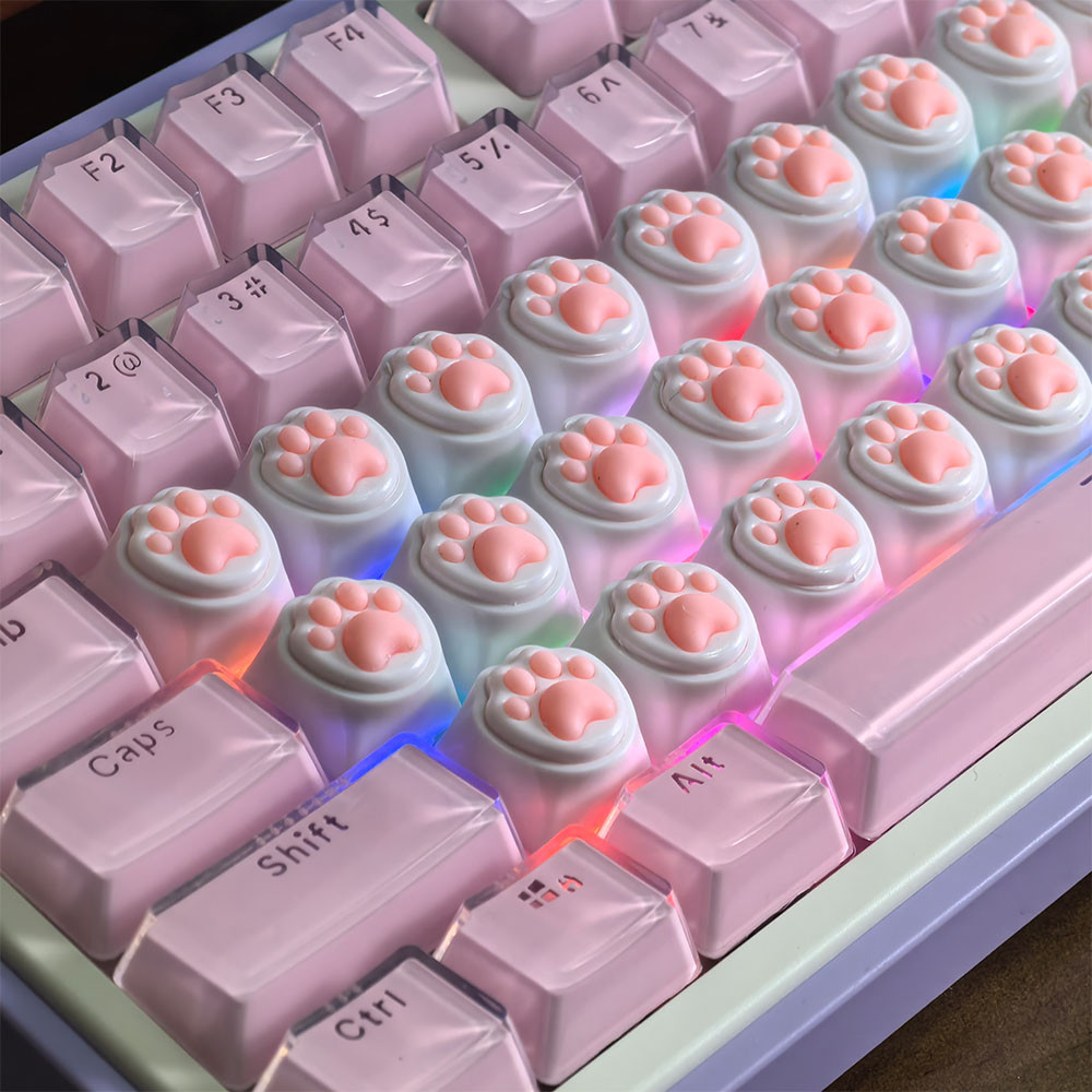 Cat Paw Keycap คีย์บอร์ด DIY Keycaps สีชมพูสร้างสรรค์น่ารักการ์ตูน Corgi ก้นซิลิโคน Keycap Personlized Rock กระดาษกรรไกร Thumbs-up Claw Keycaps