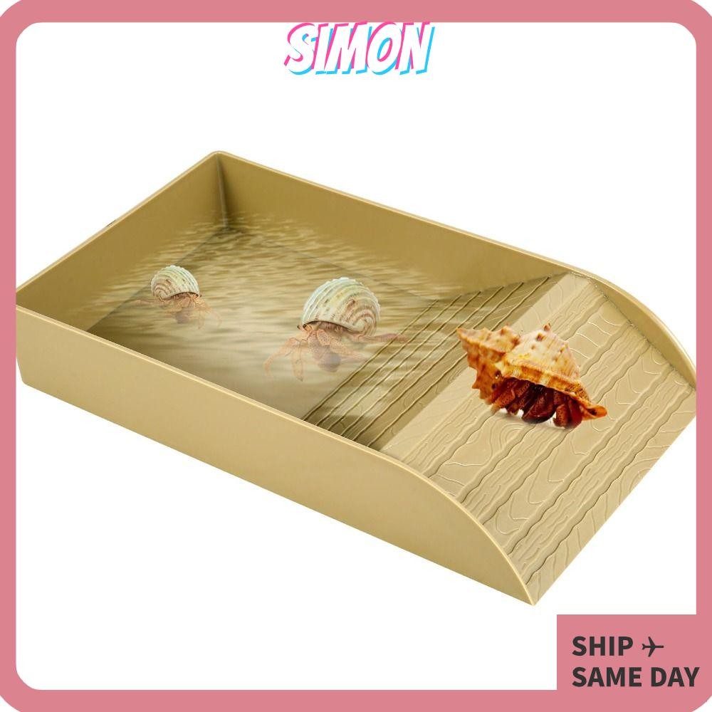 จานอาบน้ําเต่า SIMON, ชามสระว่ายน้ําสัตว์เลื้อยคลานพลาสติกกันลื่น, พร้อม Ramp Hermit Crab Habitat