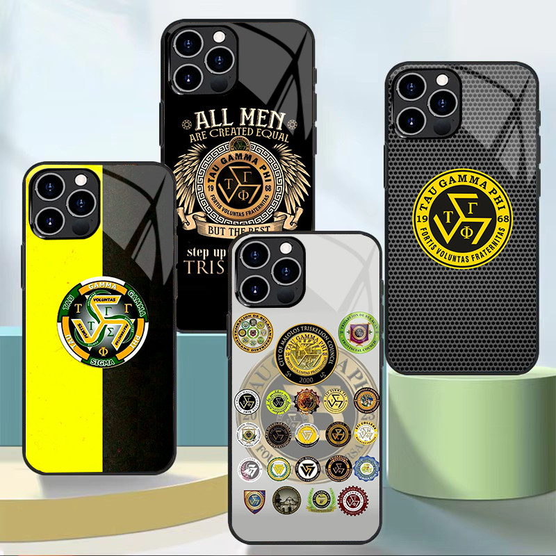 Tau Gamma Phi trisklion 04 เคสโทรศัพท์กระจกนิรภัยสําหรับ Iphone 11 12 Mini 13 14 Plus 15 16 Pro Max 