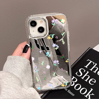กระจกเงา case มีกระจก for iPhone 11 17 13 16 14 15 12 Pro Max 14 15 12 16 11 13 Pro เคสไอโฟน ลวดลายดอกไม้ต้นไม้