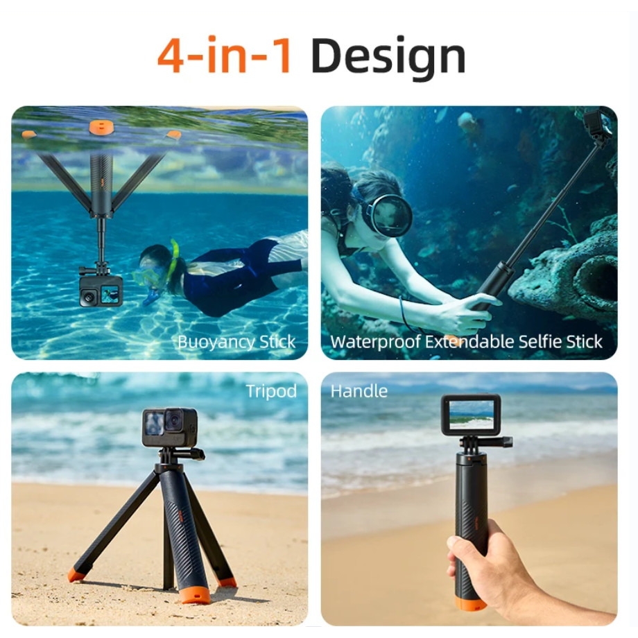 TELESIN ไม้เซลฟี่ลอยพร้อมขาตั้งกล้องสําหรับ GoPro Hero13 12 11 DJI OSMO Action 5 PRO 4 3/Insta360 X5/X4/X3/ACE/PRO/GO 3/3S Akasu apeman น้ําหนักเบากันน้ําสําหรับ Vlog