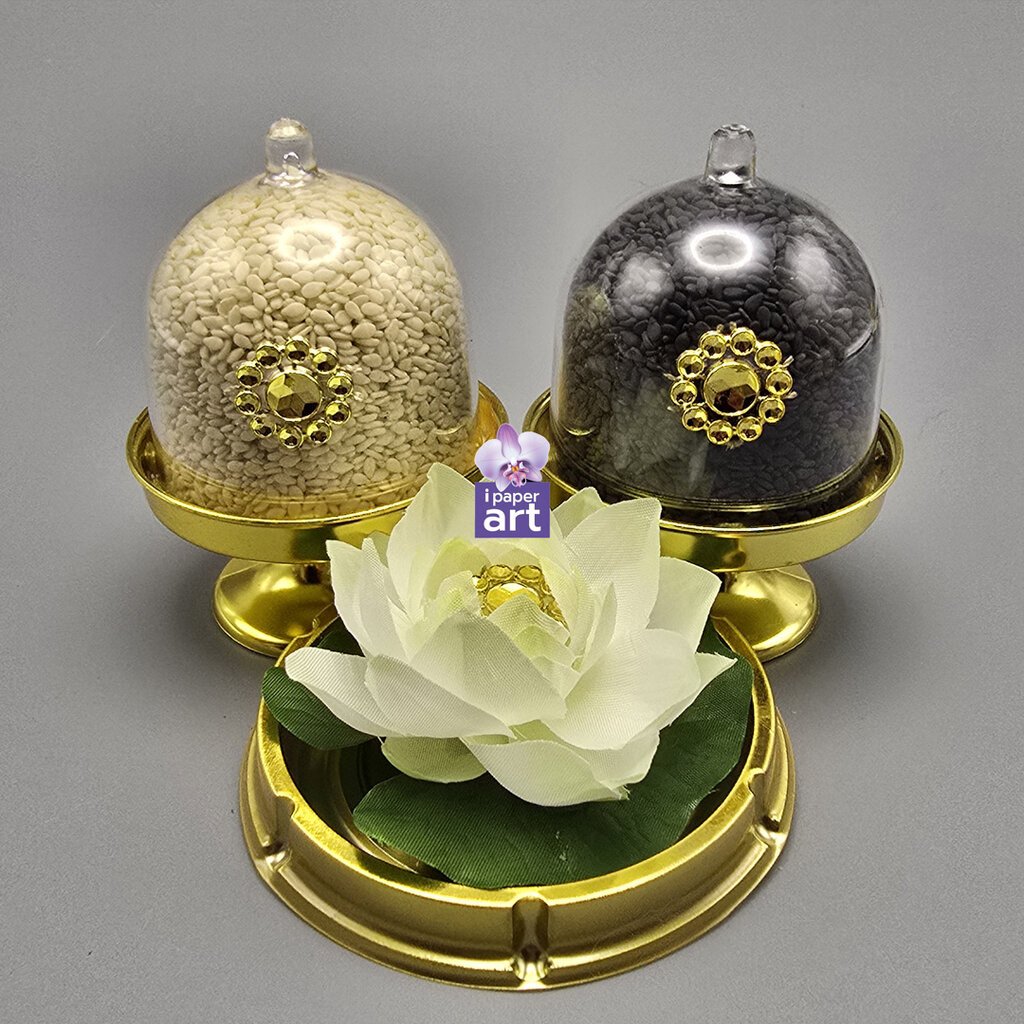 ชุดไหว้พญาครุฑ งานราชการ | งาขาว งาดำ ในโดมจิ๋ว จัดหิ้ง ถวายบูชา | เหมาะกับหิ้งที่มีพื้นที่จำกัด