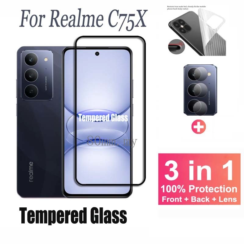 ฟิล์มกระจกนิรภัยสำหรับ Realme C75X C75 C67 C65 C63 C61 C55 C53 C51 C51s 4G 5G ฟิล์มกันรอยกล้องฟิล์มก