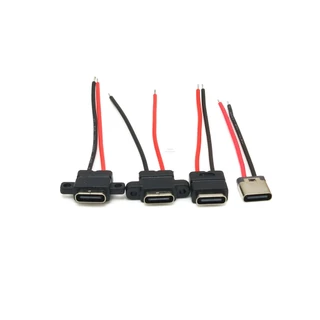 Type-c 2P ที่ยึดหญิงพร้อมลวดลวดเชื่อม TYPE กันน้ําแนวตั้งหูผู้ถือจุดบัดกรี USB หัวหญิงพอร์ตชาร์จไฟฟ้า