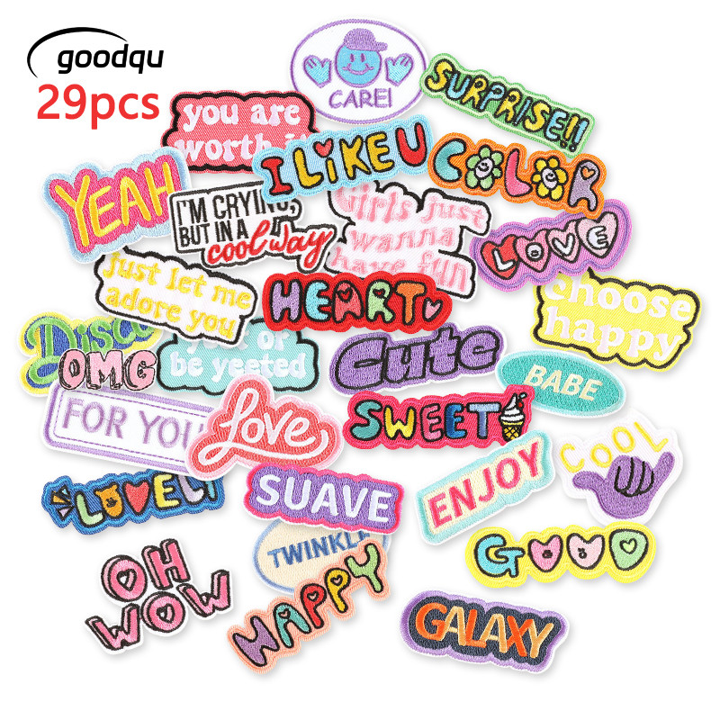 29 ชิ้นจํานวนมากตัวอักษรที่มีสีสันน่ารักเหล็กบนแพทช์เด็กทารกปักสําหรับเสื้อผ้าแจ็คเก็ตเย็บขนาดเล็กสาวแพ็ค Diy Parches
