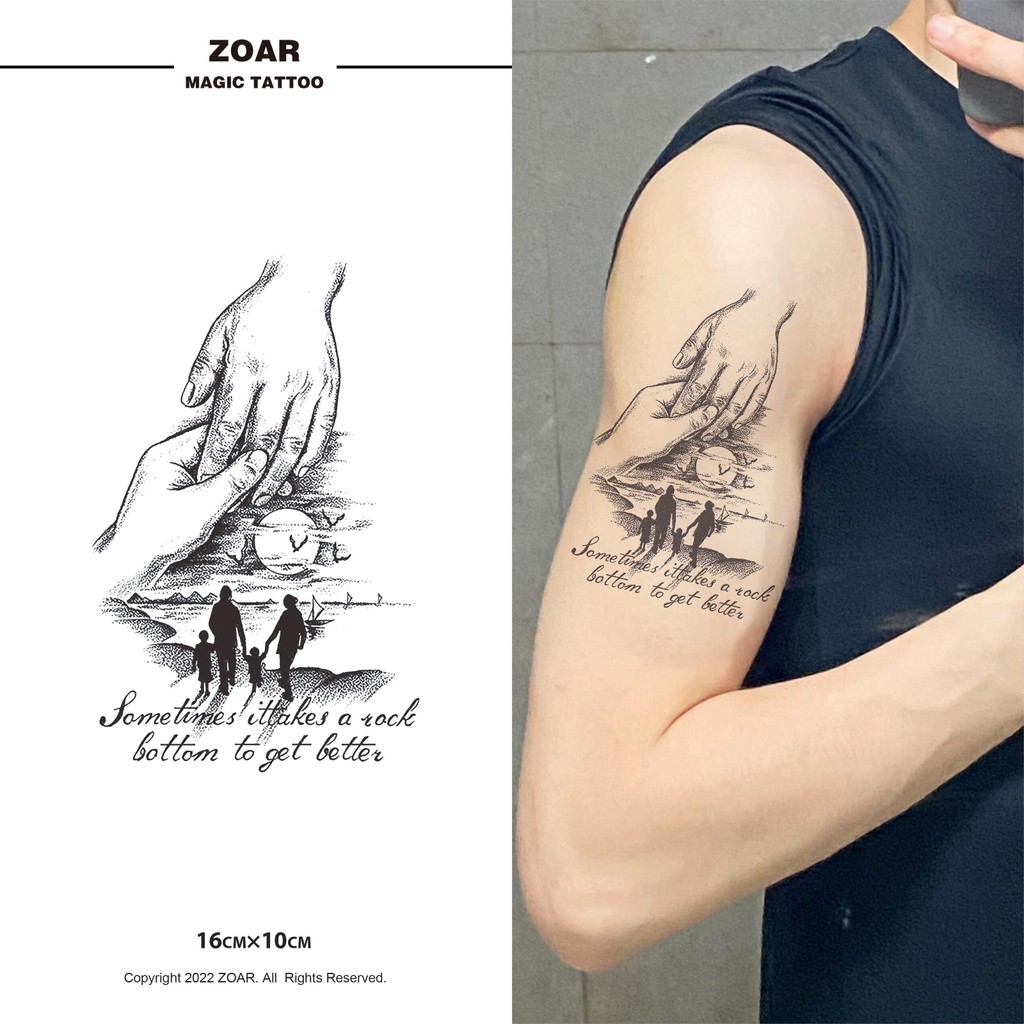 ZOAR-190 แทททูกันน้ำ สติ๊กเกอร์รอยสักสมุนไพร ครอบครัว กันน้ำ กันรอย ยาวนาน กึ่งถาวร