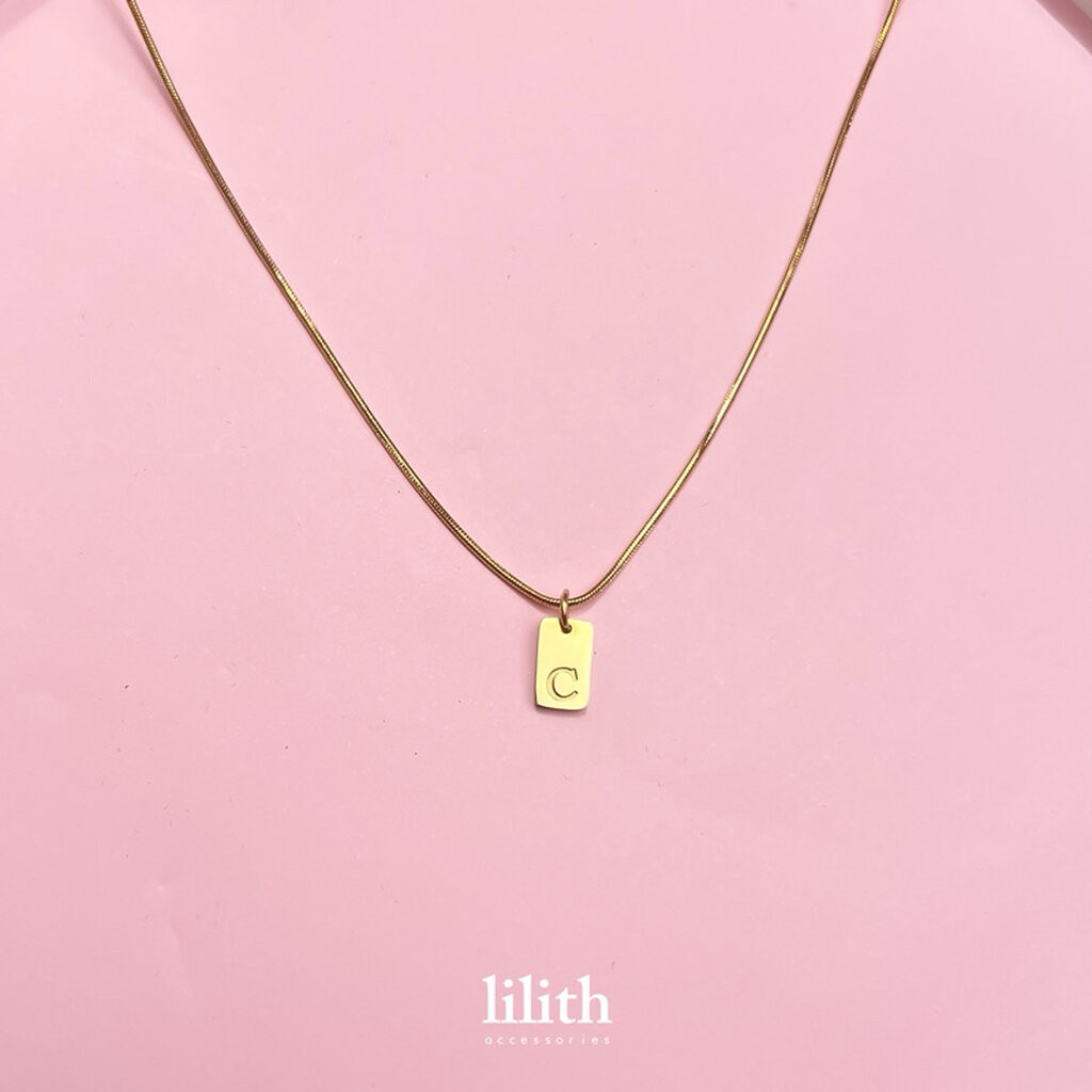 Lilith - Square letter charm necklace (gold) สร้อยคอ จี้อักษร