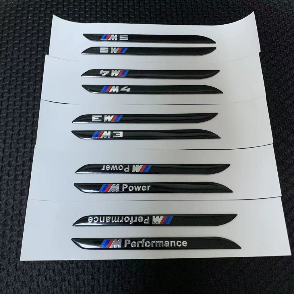 คู่อลูมิเนียม M3 M4 M5 M Power M Performance โลโก้ Auto รถด้านข้าง Fender ตกแต่งป้ายสัญลักษณ์สติกเกอร์รูปลอกสําหรับ BMW M3 M4 M5