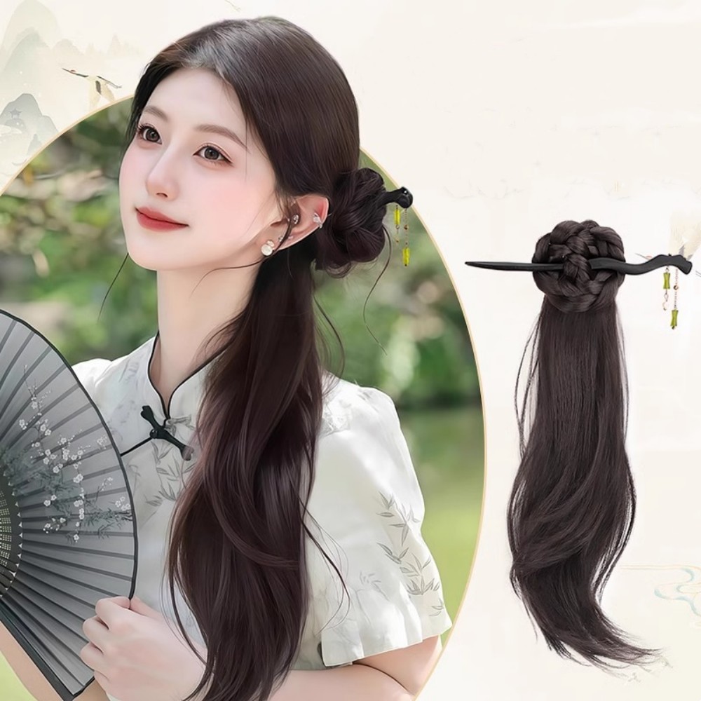 คลิปวิกผมที่สง่างามผมหางม้าถักปลอมสําหรับผู้หญิงด้านข้างบุญ อัปเดต