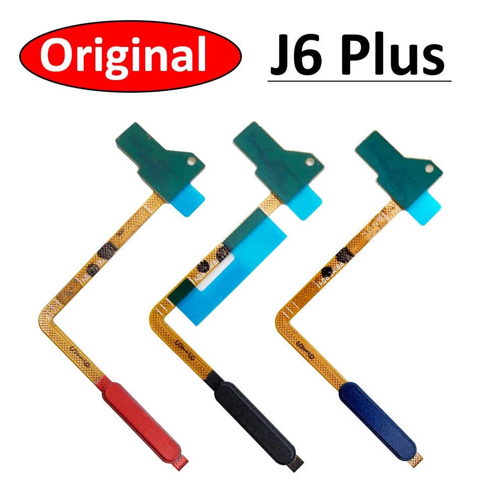 เซ็นเซอร์ลายนิ้วมือ Home Return Key เมนูปุ่ม Power Flex สําหรับ Samsung J6 Plus J6 + J6plus J610 J610F สีดําสีฟ้าสีแดง