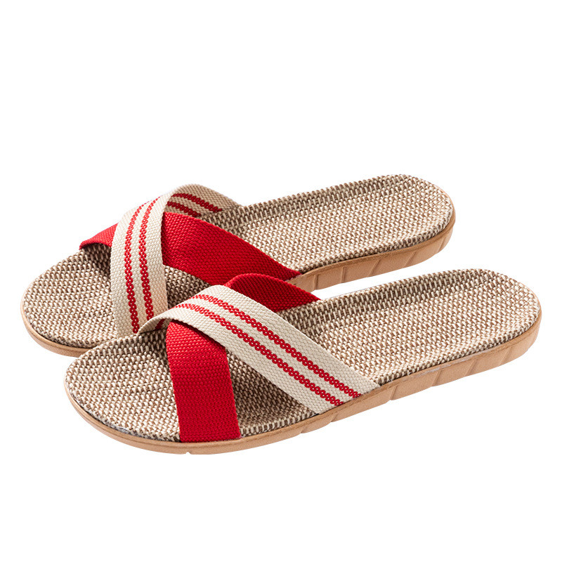 A.T.A รองเท้าแตะหวายทอจากผ้าลินิน สำหรับผู้ชายและผู้หญิง รองเท้าแตะในบ้านกันลื่น - รูปที่ 2
