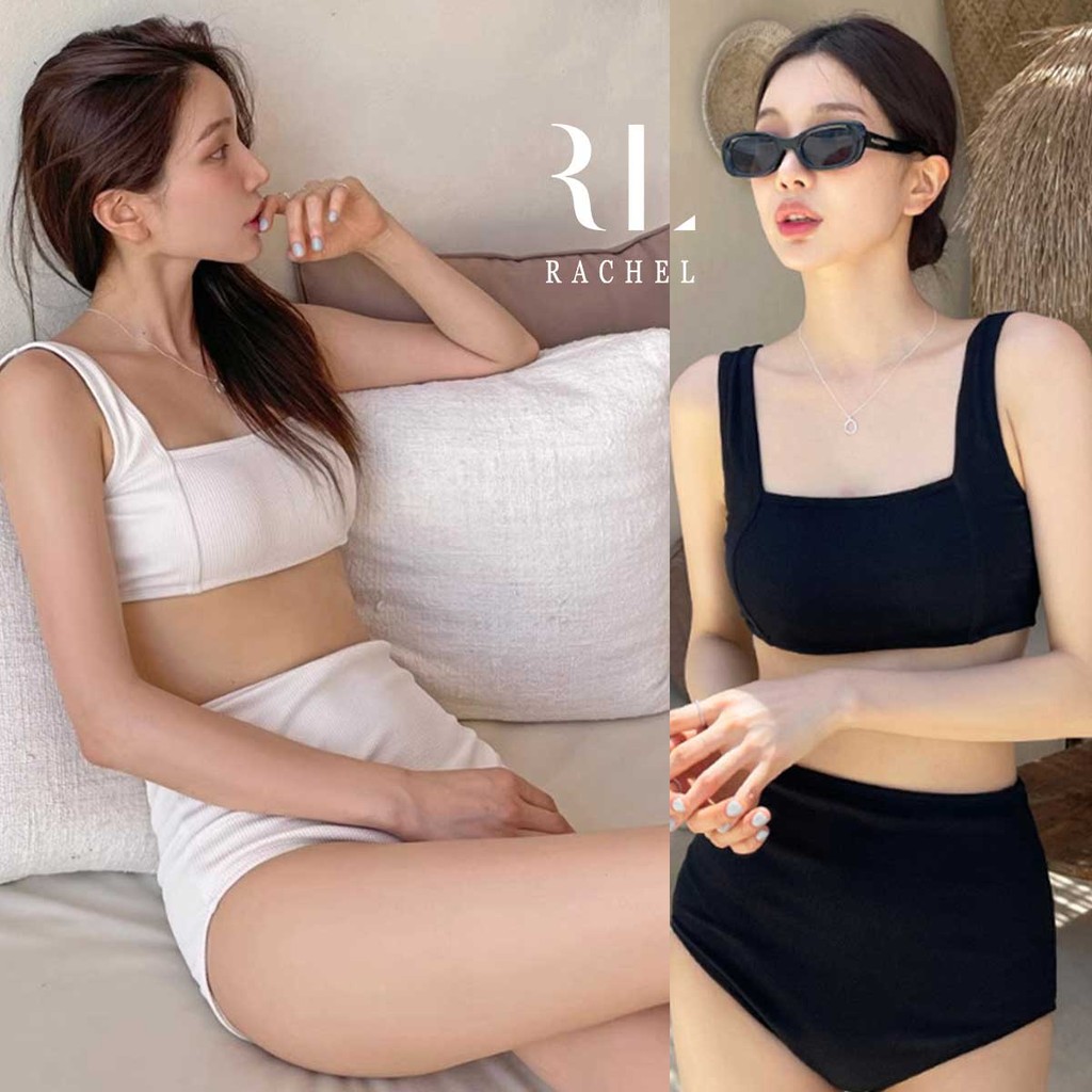 ชุดบิกินี่เกาหลี สไตล์เอวสูง สำหรับการไปเที่ยวทะเล