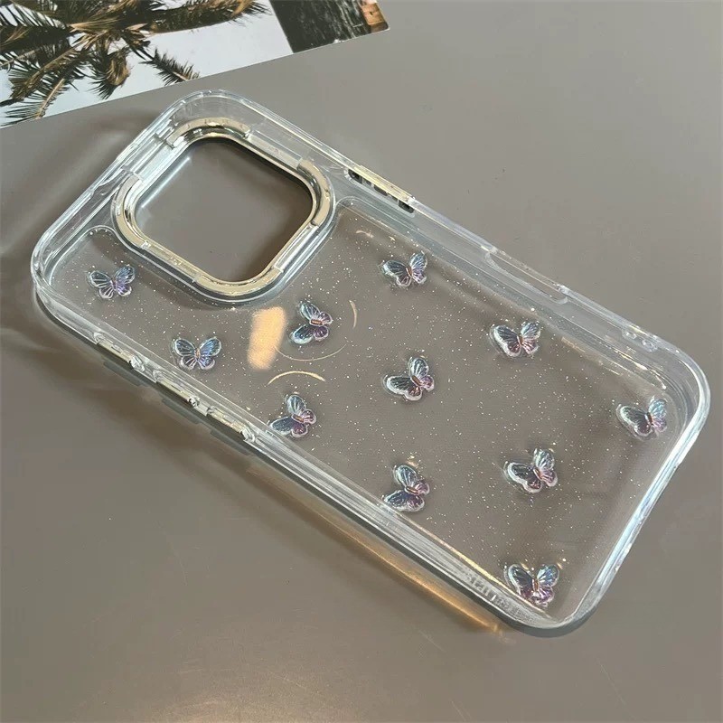 Ins อีพ็อกซี่Gradientผีเสื้อเคสโทรศัพท์สําหรับ for iPhone 17 16 15 14 13 12 Pro Max Plus 11 น่ารักกันกระแทกClearปกหลังShell - รูปที่ 7