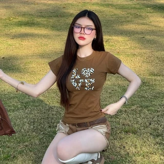 เสื้อยืดคอกลมแขนสั้น เสื้อเข้ารูป ผ้ายืดยูนิ สกรีนลายเสือ สาวกรามูตัวแม่เว่อ พร้อมส่งทุกสี ผ้ายืดเยอะสาวอวบใส่ได้ รุ่น