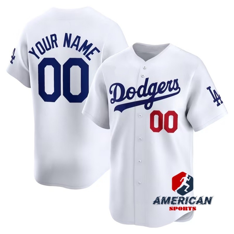 ผู้ชาย MLB Los Angeles Dodgers White Home Baseball Customed Jersey