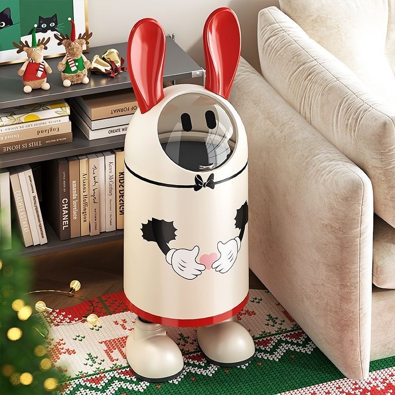 ถังขยะหูกระต่ายน่ารัก 10ล. วัสดุPPหนา แข็งแรง ปลอดภัย สีแดง/ครีม (สำหรับไทย)