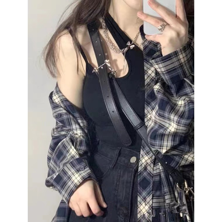 Checked เสื้อผู้หญิงฤดูร้อนสไตล์ใหม่เสื้อแจ็คเก็ตต้นฤดูใบไม้ร่วงภาษาฝรั่งเศสคําแขนยาวบางออกแบบด้านบน