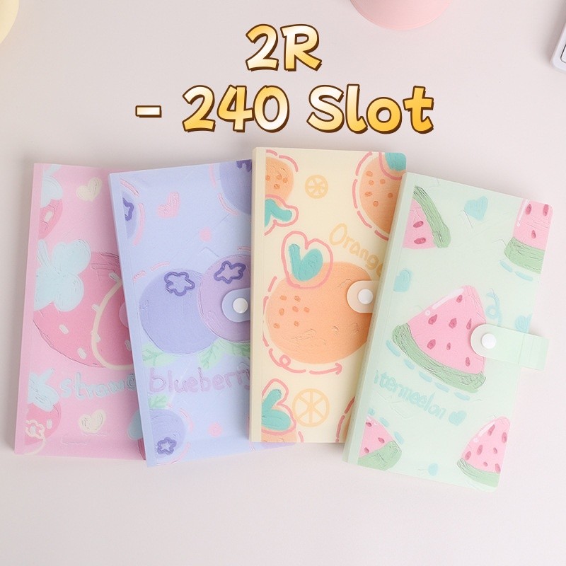 ผลไม้น่ารัก Motif 240 Slot Book Binder อัลบั้ม Photocard Holder อัลบั้มหนังสือ Polaroid Photo 2r กัน