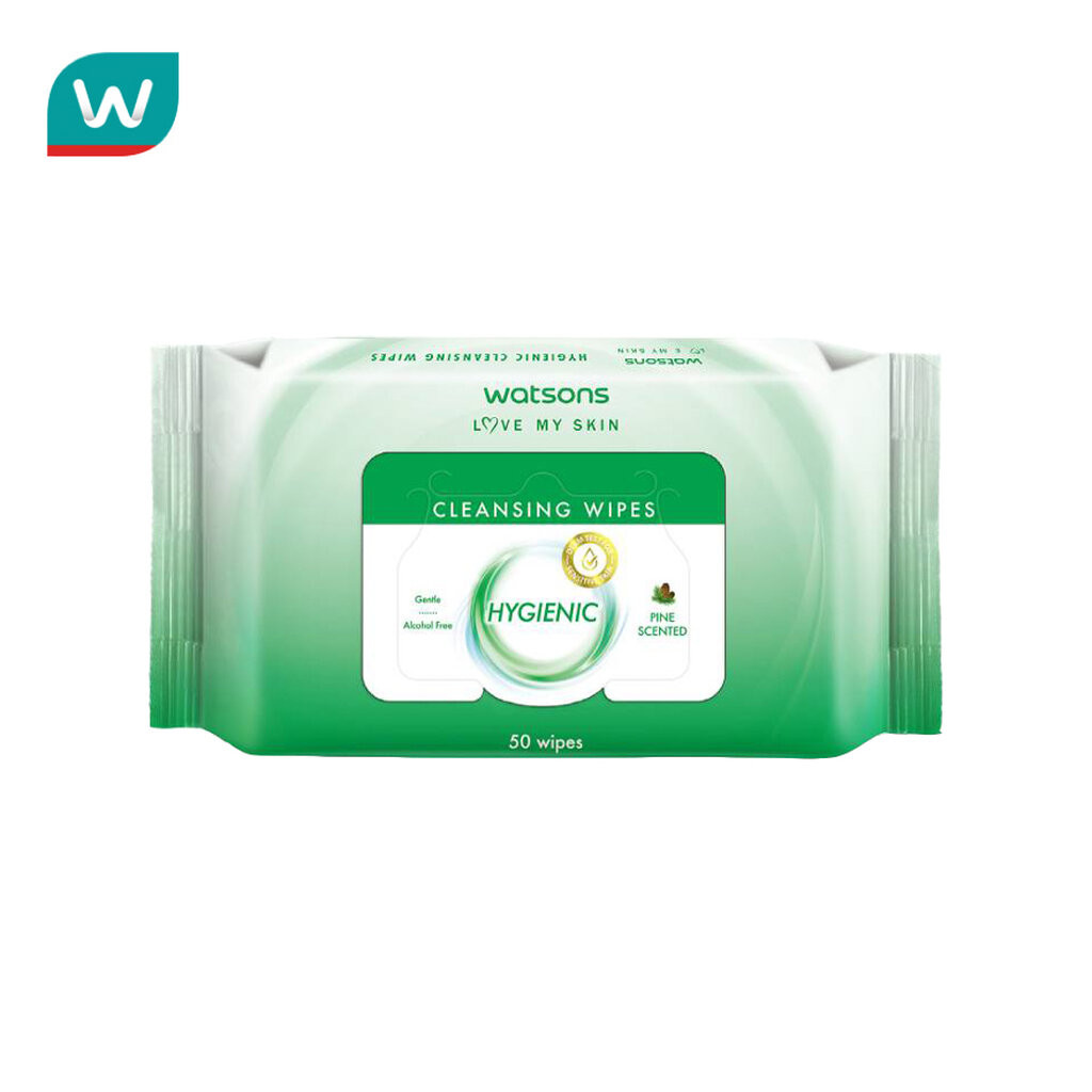 Watsons วัตสัน ไฮจีนิค คลีนซิ่ง ไวพ์ 50 แผ่น.