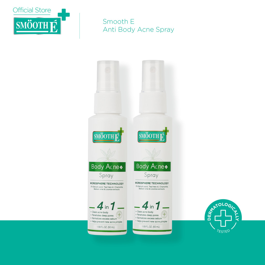 [แพ็ค 2] Smooth E สเปรย์ฉีดสิวที่หลัง ลดสิว ลดรอยดำ รักษาสิวผด ขนาด 50 ml. Anti Body Acne Spray