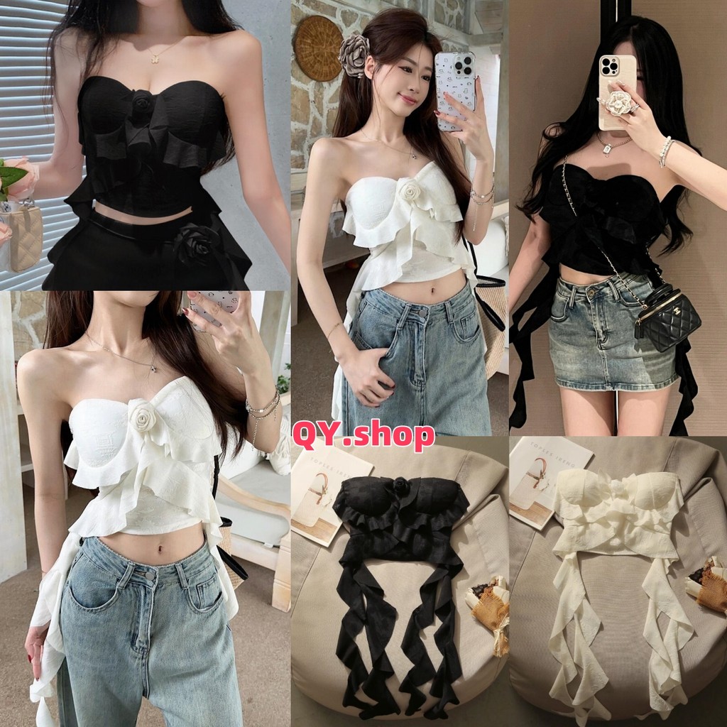 QY.Shop⭐️สินค้าราคาพิเศษ⭐️​พร้อมส่ง เกาะอก เสื้อสไตล์เกาหลี น่ารักๆมีฟองน้ำ สีพื้น “FY3006”