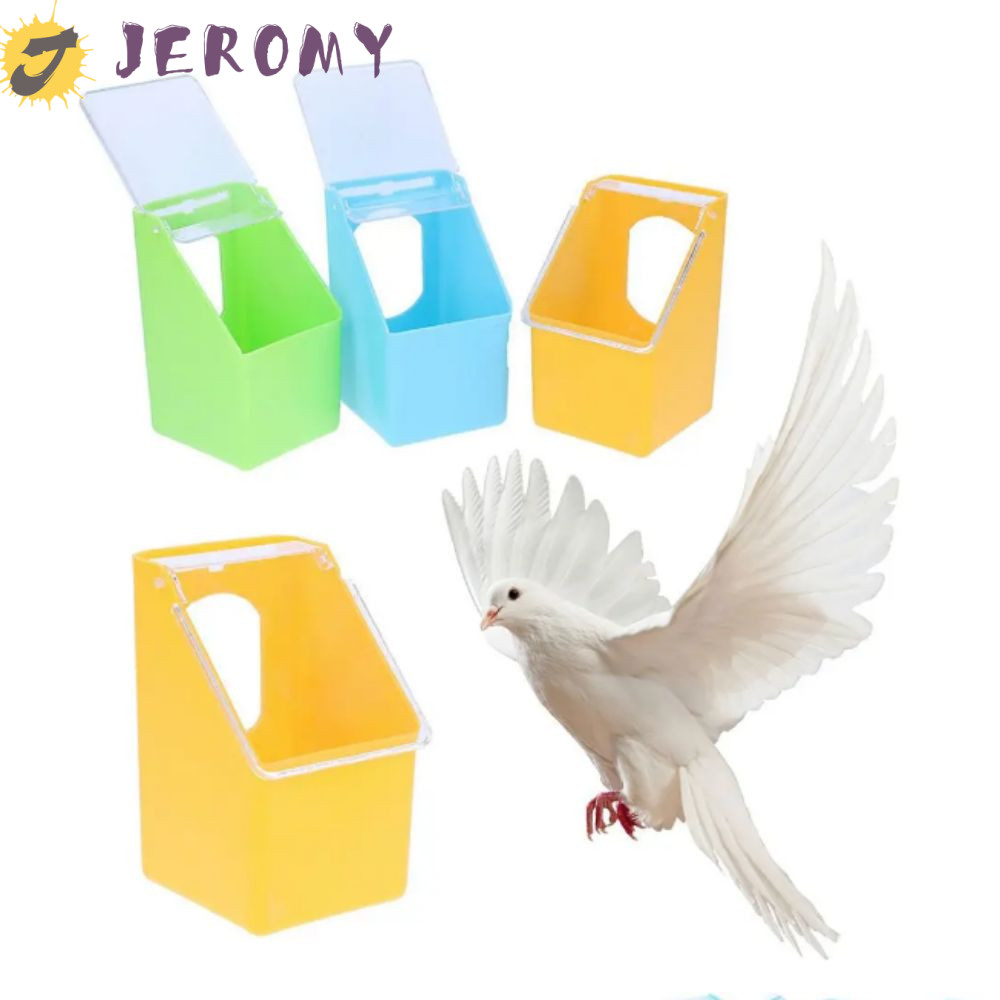 Jeromy กล่องอาหารนกพิราบ แบบแขวน พลาสติก พร้อมฝาปิด สีสันสดใส สําหรับให้อาหารนกพิราบ นกพิราบ