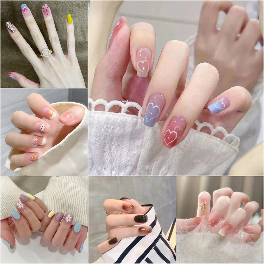 เล็บปลอม 24 ชิ้น พร้อมกาวเจลลี่ สําหรับต่อเล็บอะคริลิค