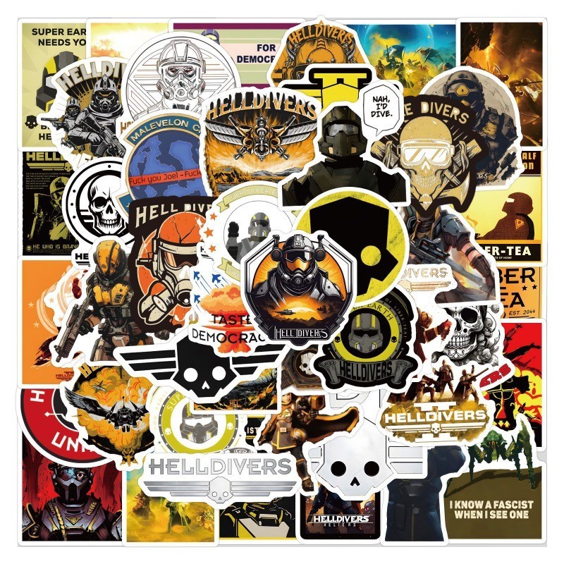 Z&m สติกเกอร์ Helldivers สติกเกอร์รูปลอก กันน้ํา สําหรับเล่นเกม 55 ชิ้น/ชุด