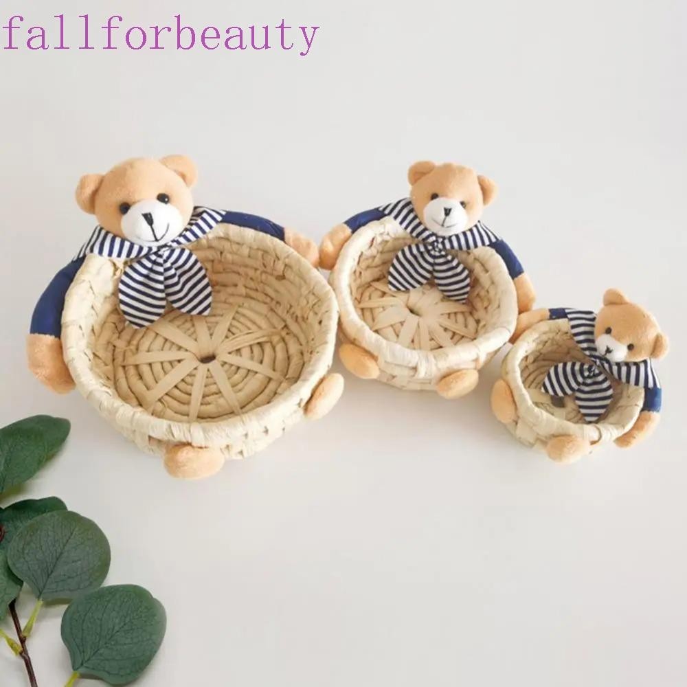 Fallforbeauty ตะกร้าสานด้วยมือ วางซ้อนกันได้ รูปกระต่ายอีสเตอร์ หมี กอดได้ สําหรับตกแต่ง