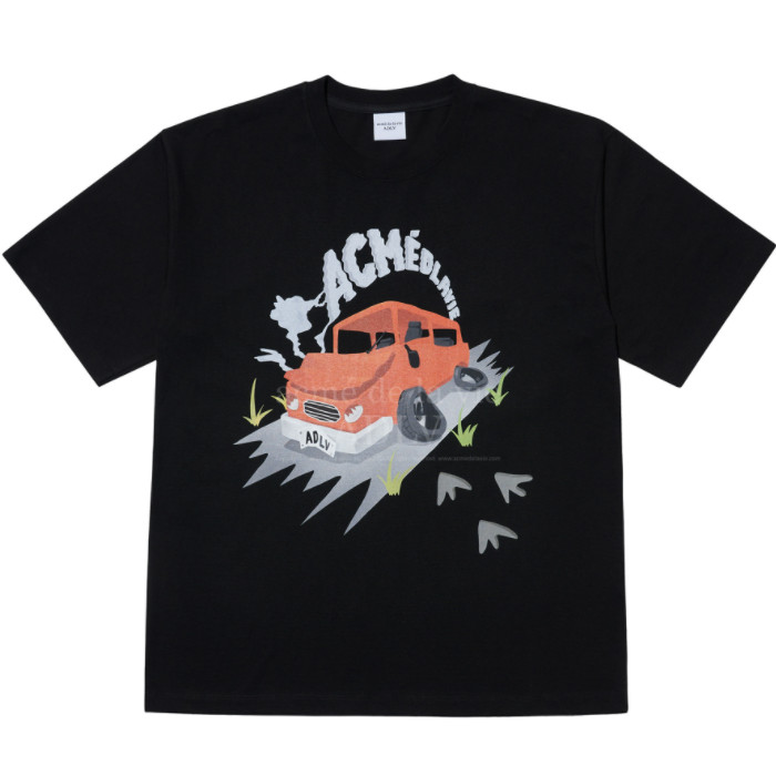 เสื้อเลือกตั้ง [Acme De La Vie]กับ HiddenTag ขนาดใหญ่ADLV เสื้อยืดแขนสั้น51ZONE สีน้ำตาลดำลำลองผู้ชา