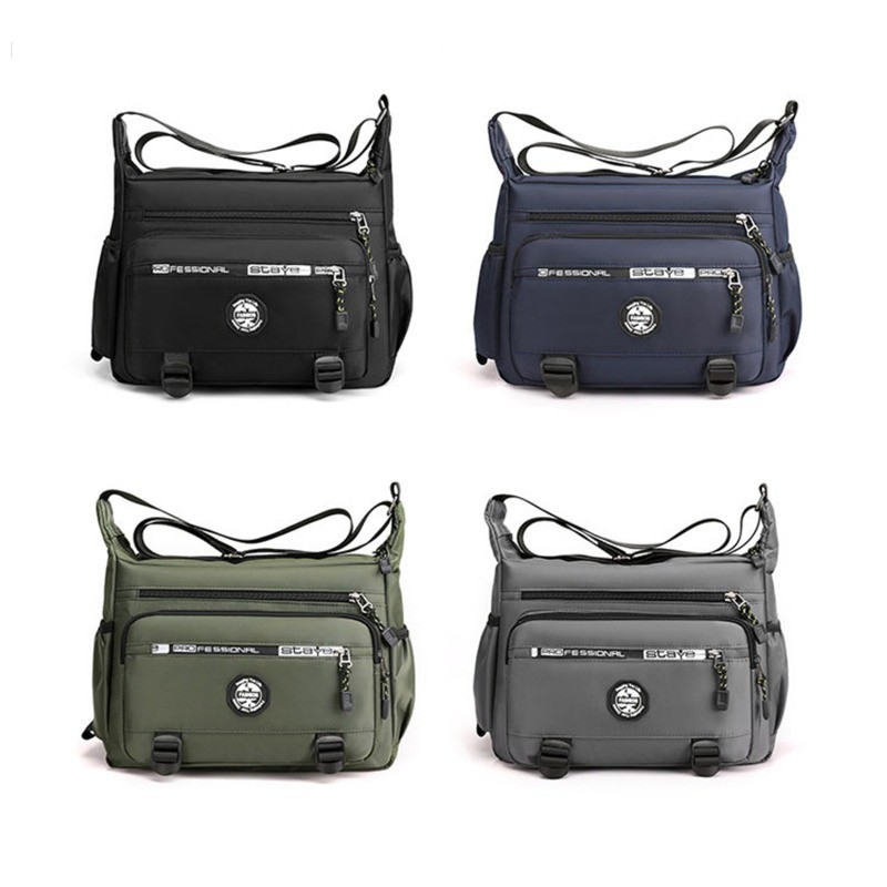 (gq999.th) Mens Messenger Bag Crossbody Bags กระเป๋าสะพายไนลอน Man Purses and Bags Water Resistance 