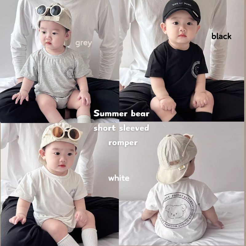 ฤดูร ้ อนเด ็ กผู ้ หญิงเด ็ กเรียบง ่ ายหมีแขนสั ้ นจั ๊ มสูท