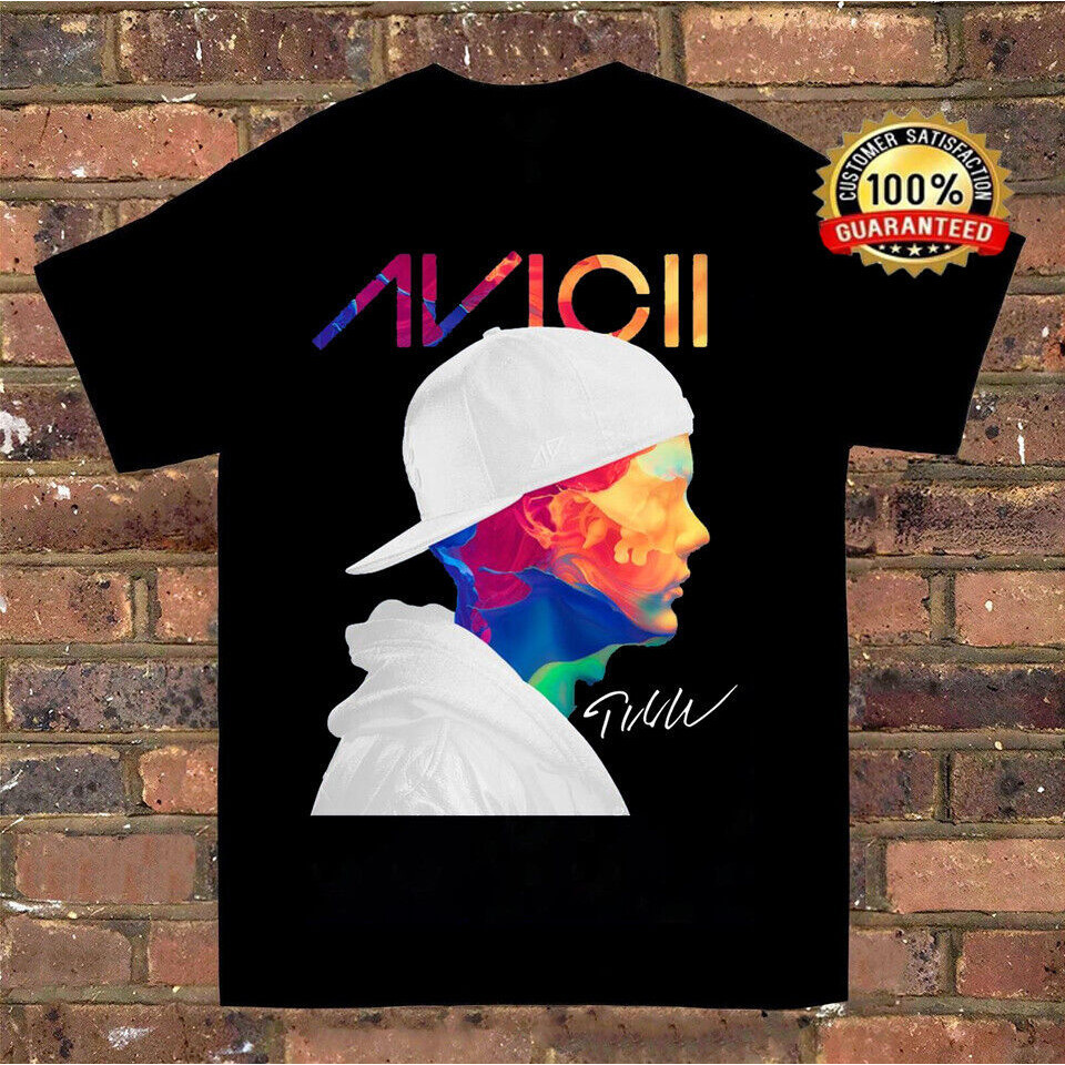 Collection Avicii Singer เสื้อยืดแขนสั้นผ้าฝ้ายสีดํา