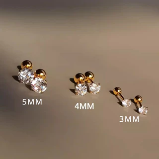 Roselife 1PC Unisex Classic Gold Ball คริสตัล Pierced สกรูต่างหูผู้หญิงผู้ชาย Hypoallergenic Ear Studs เครื่องประดับอุปกรณ์เสริม