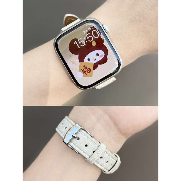 Apple Watch Strap S9 Thin Lambskin iwatch8 หนังแท ้ S8 สาย applewatch7654SE ย ่ อมาจากโซ ่ 45 44 41 40 มม.อาวุโสผู ้ หญิงสูงน ่ ารัก Niche ขนาดเล ็ ก Waiaosha15.th20240427062139