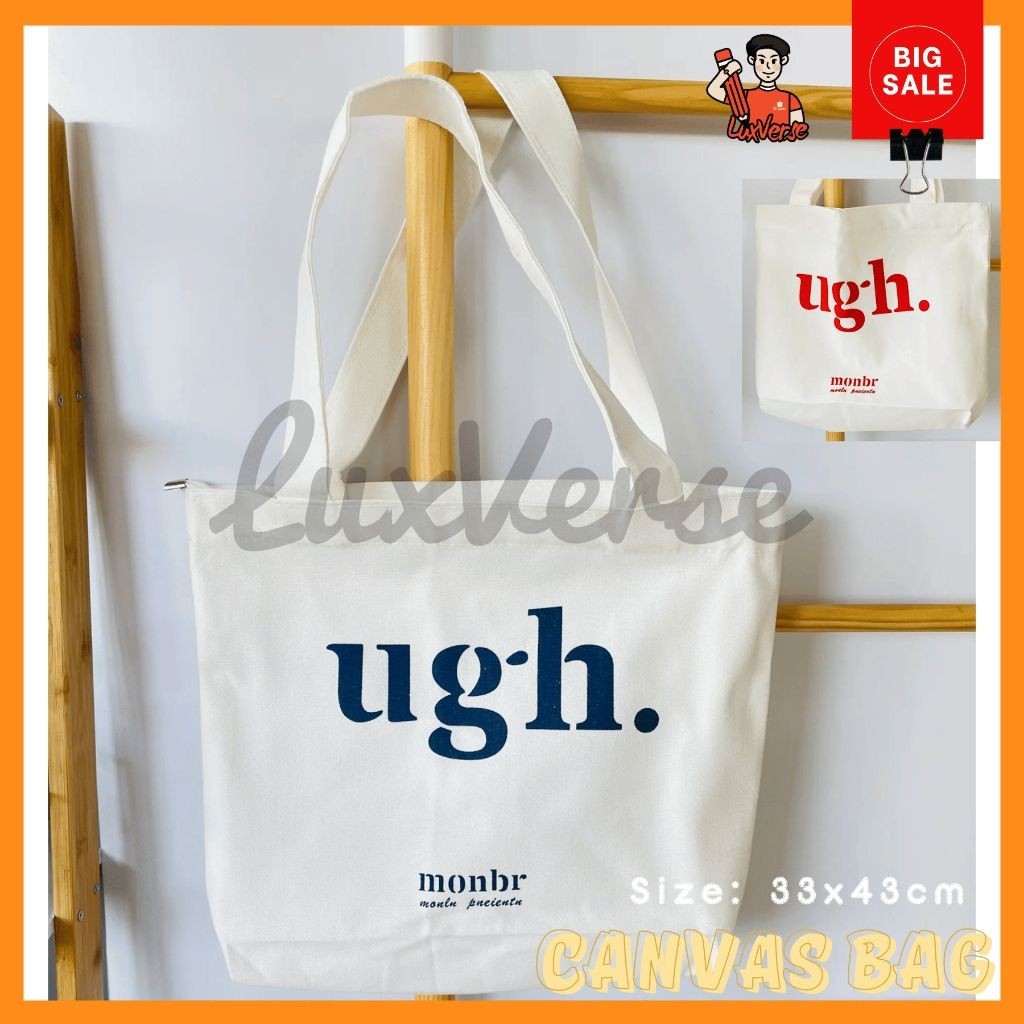 Korea Ins Canvas Bag Tote Bag กระเป๋าถือสุภาพสตรีไหล่เดียว ugh.