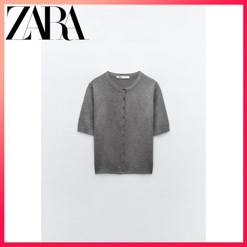 Zara 24 ฤดูร ้ อนใหม ่ คาร ์ ดิแกนถักแขนสั ้ นคอกลม