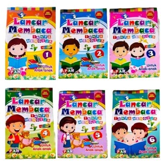 Buku Lancar Membaca Tanpa Mengeja Full Color 1PAKET (6 BUKU) || Buku PAH TK PAUD