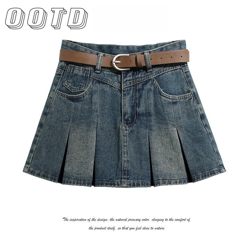 🥦🍏🧄คาวบอยกระโปรงจีบ🧡💚กระโปรงยีนส์ผู้หญิง💥กระโปรงทรงเอ🔥ทรงลิซ่า งานฮอตที่สุดในเวลานี้(ไม่รวมโซ่/เข็มขัด)