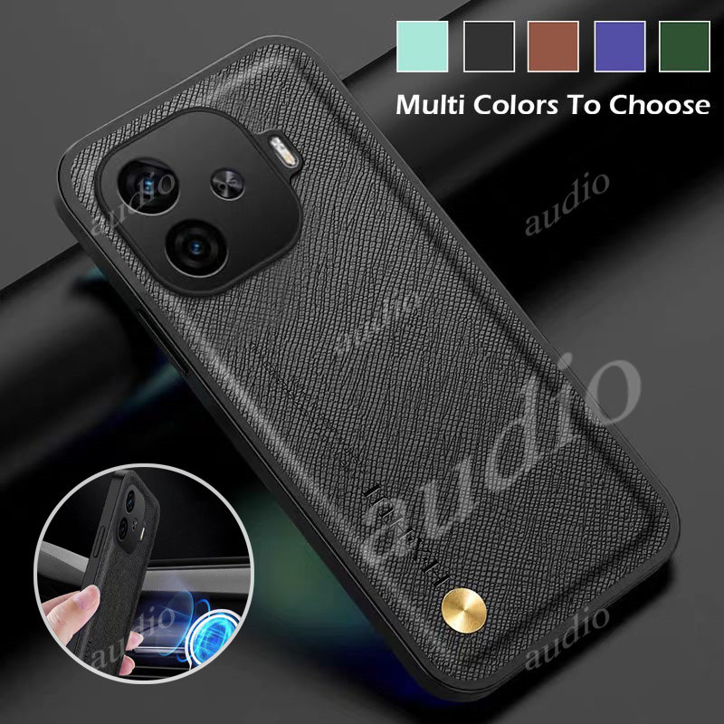 Cross หนังกล้องกันกระแทกสําหรับ IQOO z9 z9X 5G 2024 กันชนกันกระแทกหรูหราหนังสําหรับ IQOO z9 z9X Z 9 X 9x iQOOZ9 iQOOZ9x 5G รถผู้ถือแม่เหล็กปกหลัง