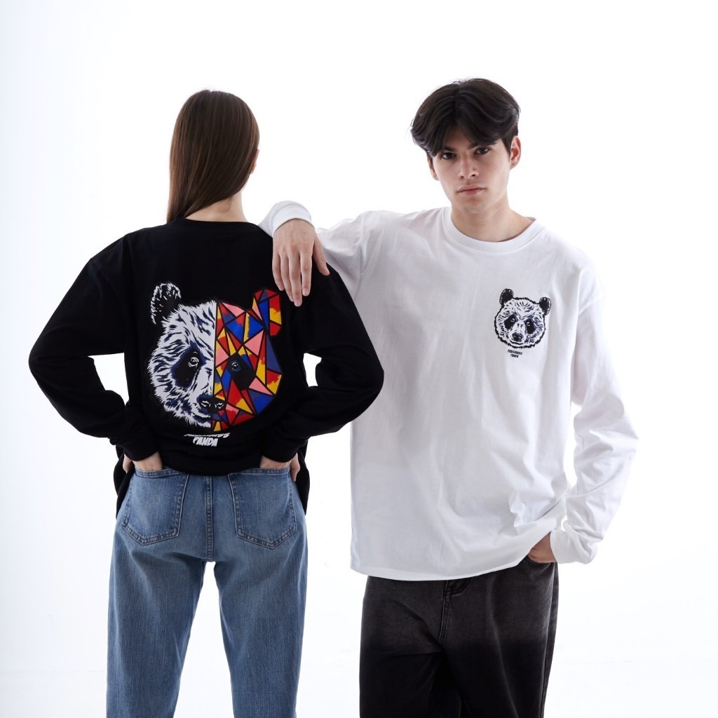 [100% Cotton] OK Apparel เสื้อยืดแขนยาว ลาย panda Oversize ผ้านำเข้า USA แท้100% นุ่มนิ่ม ใส่สบาย