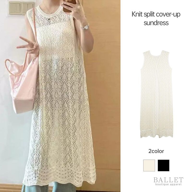สาวเผ็ดความยาวกลางชุดฤดูร้อน Hollow-OUT กระโปรงผู้หญิงบางถัก Smock BB